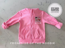 Load image into Gallery viewer, Girls Customized Pink Kpop Demon Hunters Huntrix Zip Up Hoodie