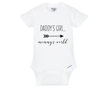 Load image into Gallery viewer, Daddy's Girl Mommy's World Baby Onesie
