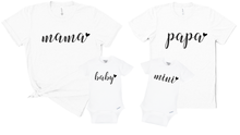 Load image into Gallery viewer, Mama Papa Mini Baby T Shirt and Organic Onesie