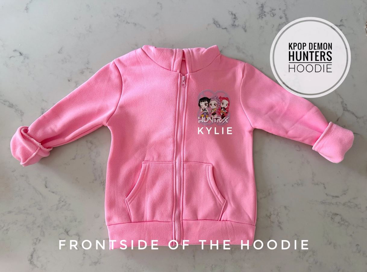 Girls Customized Pink Kpop Demon Hunters Huntrix Zip Up Hoodie